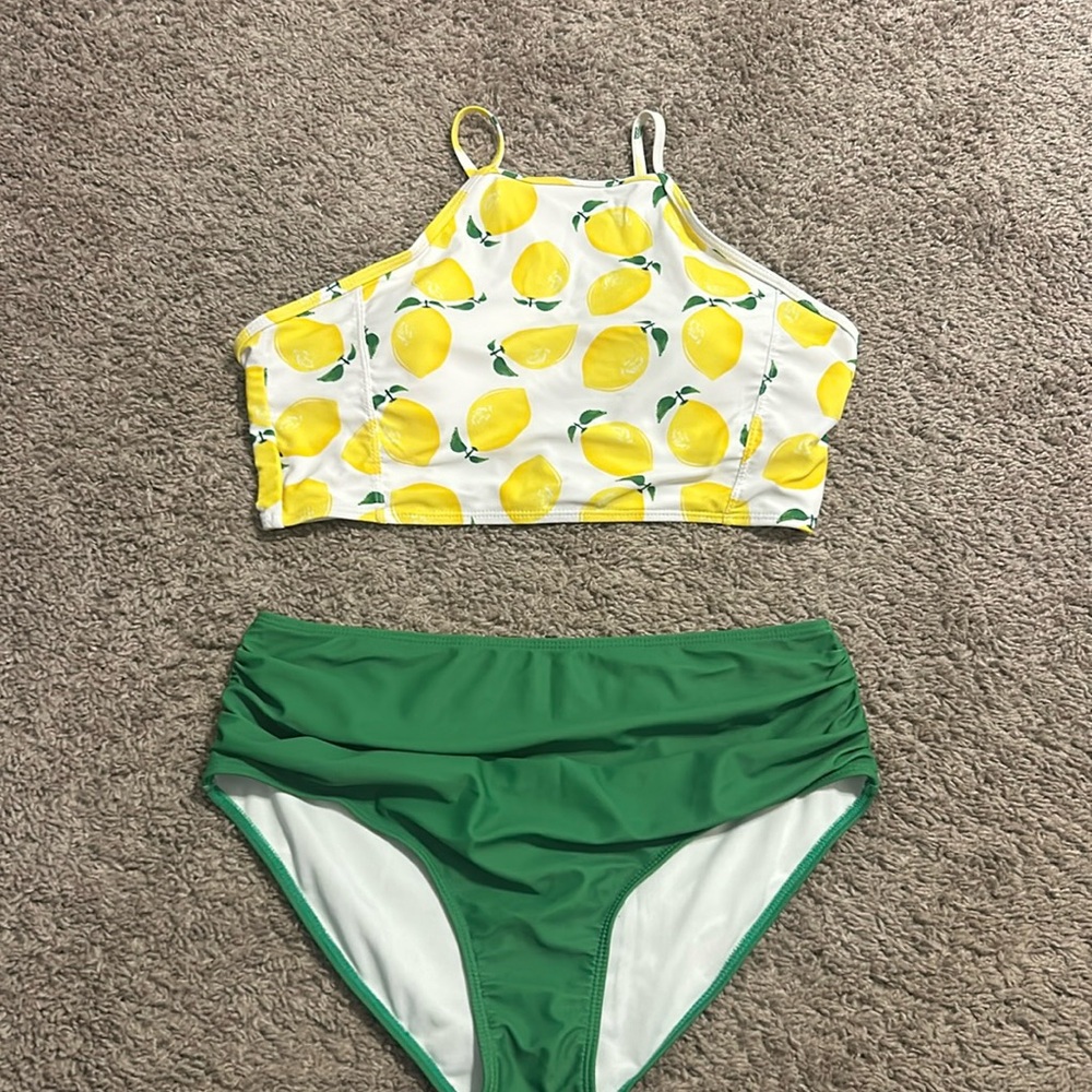 Two piece lemon bathing suit